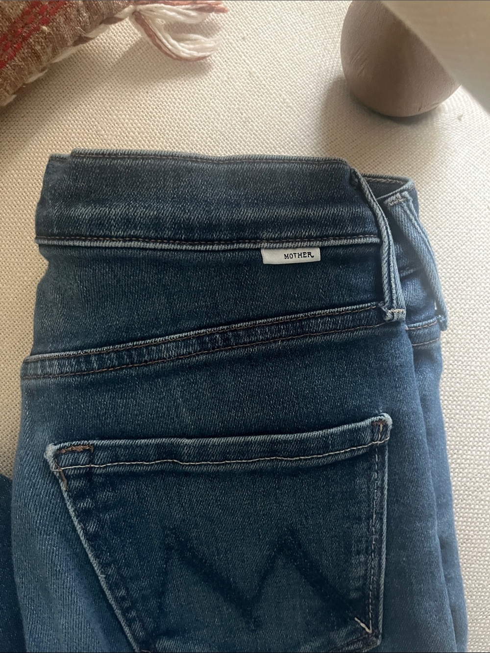 MOTHER Straight Leg Blue Denim Jeans - Picture 7 of 7